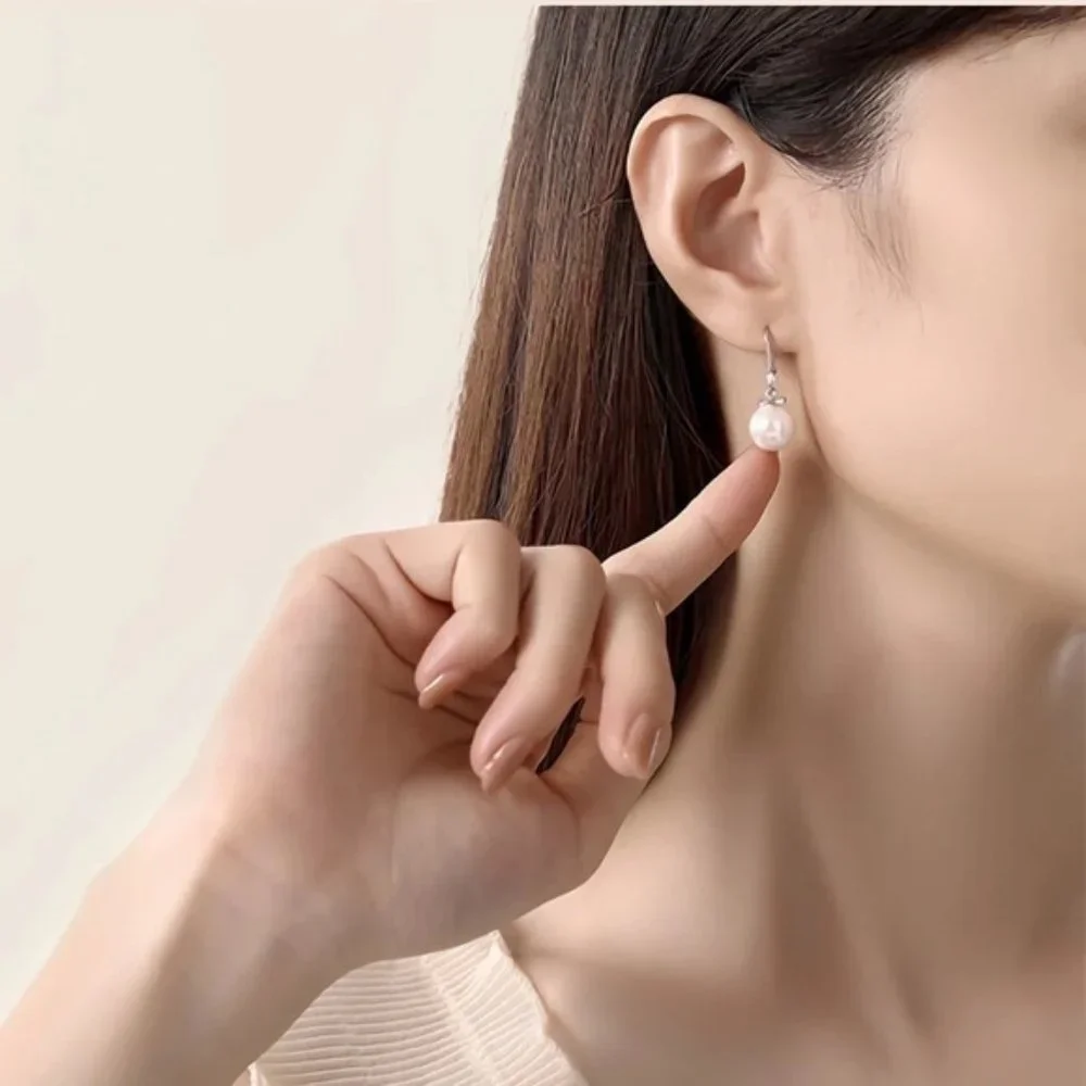 925 Sterling silver Pretty crystal pearl earrings for women fashion designer